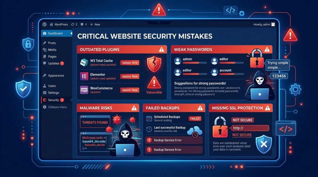 WordPress security mistakes and website protection issues
